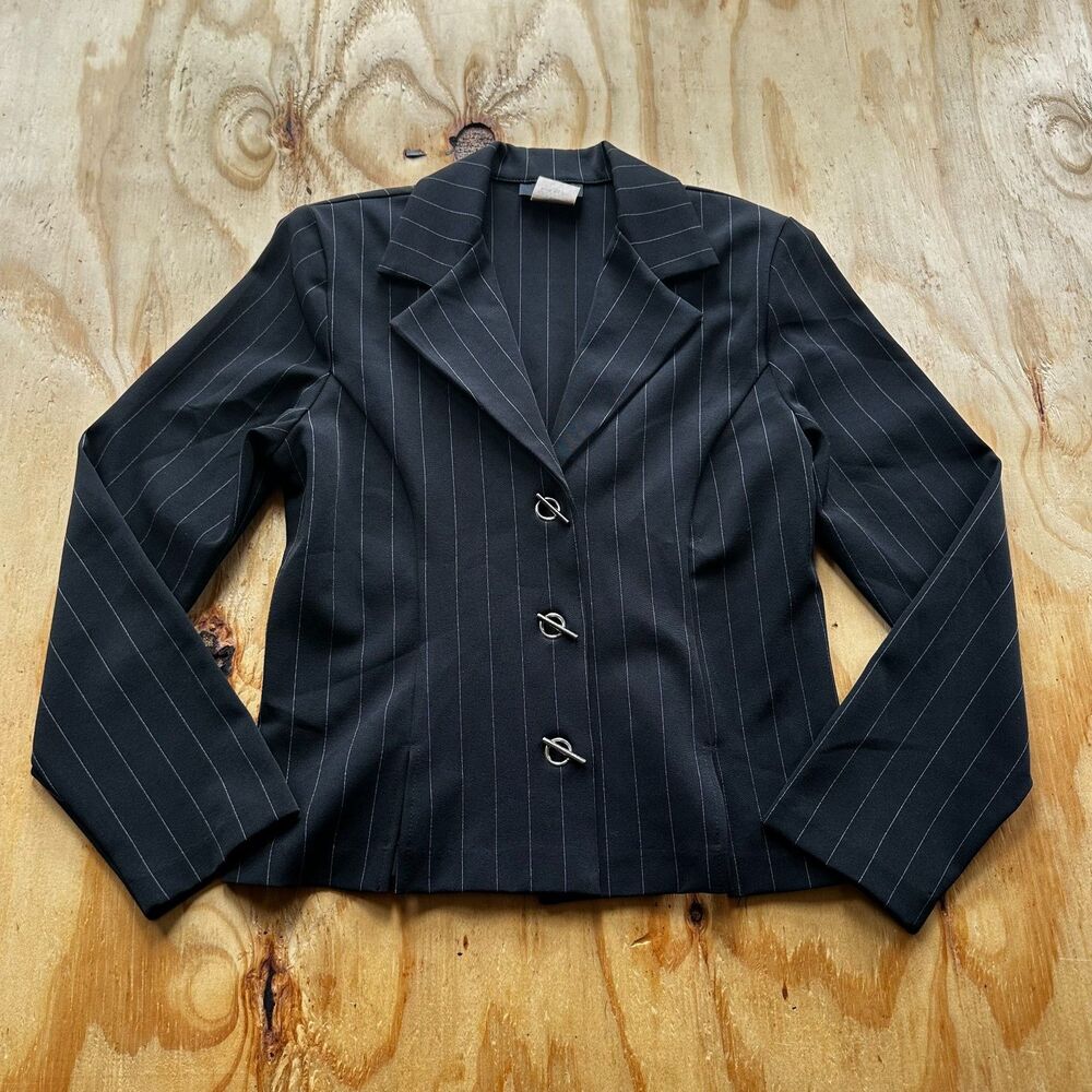 Snap Pinstriped Cropped Toggle Blazer - Small